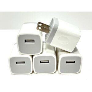 AILKIN USB Wall Charger 5-Pack Fast Charging Block 1-Port Power Adapter White